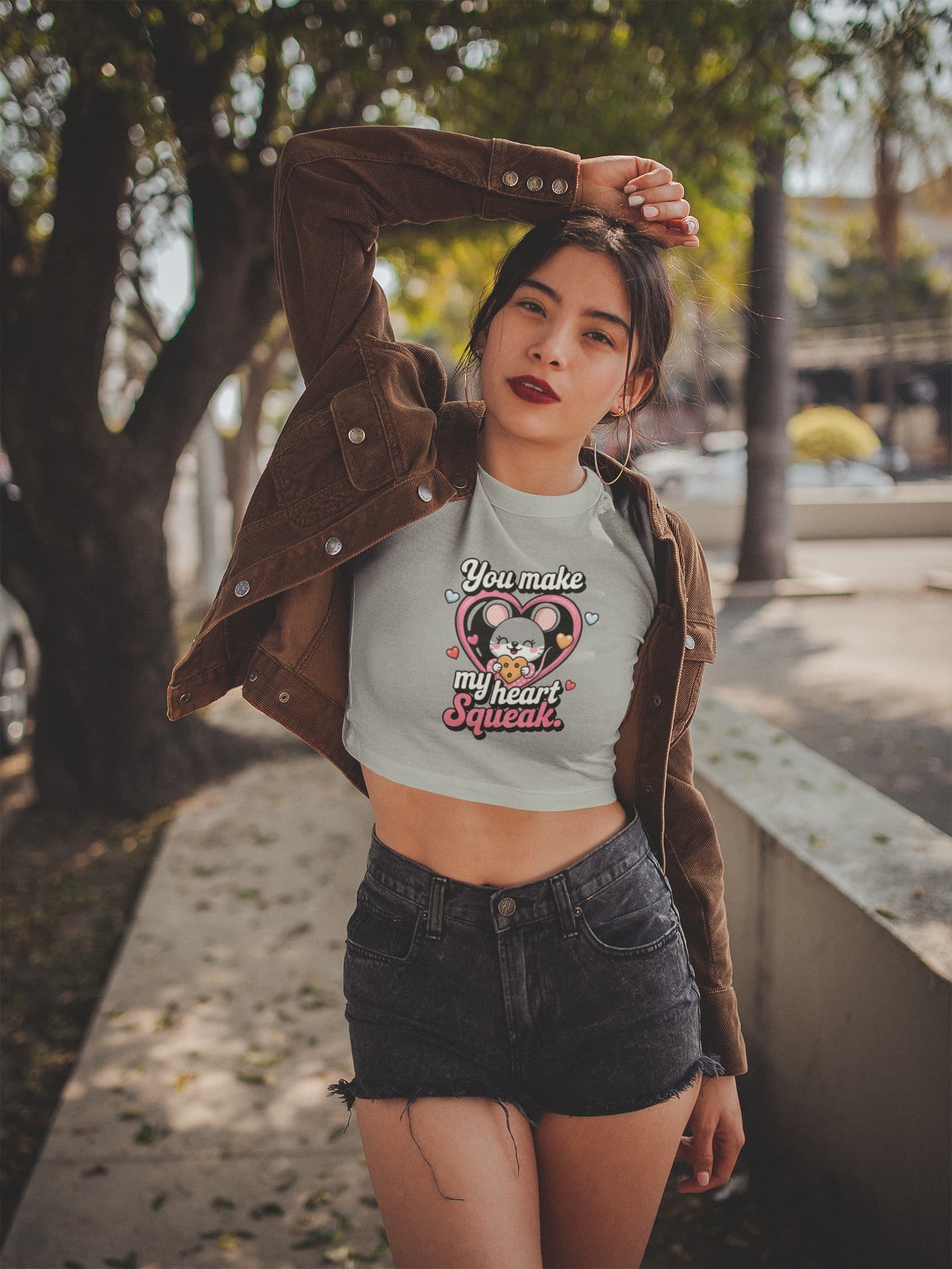 Women's Melange Grey Crop Tops