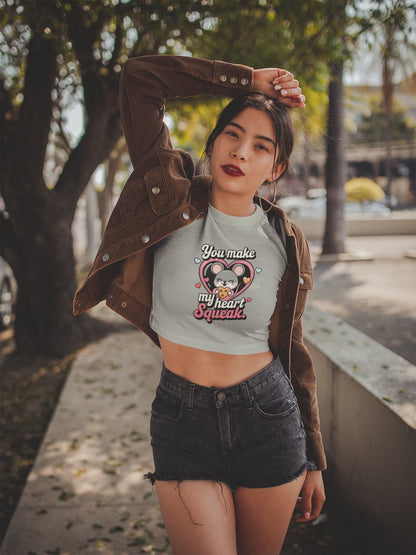 Women's Melange Grey Crop Tops