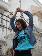 Women's Sky Blue Round Neck T-shirts
