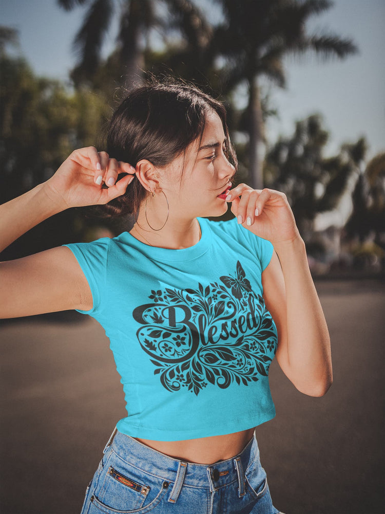 Women’s Sky Blue Crop Tops 