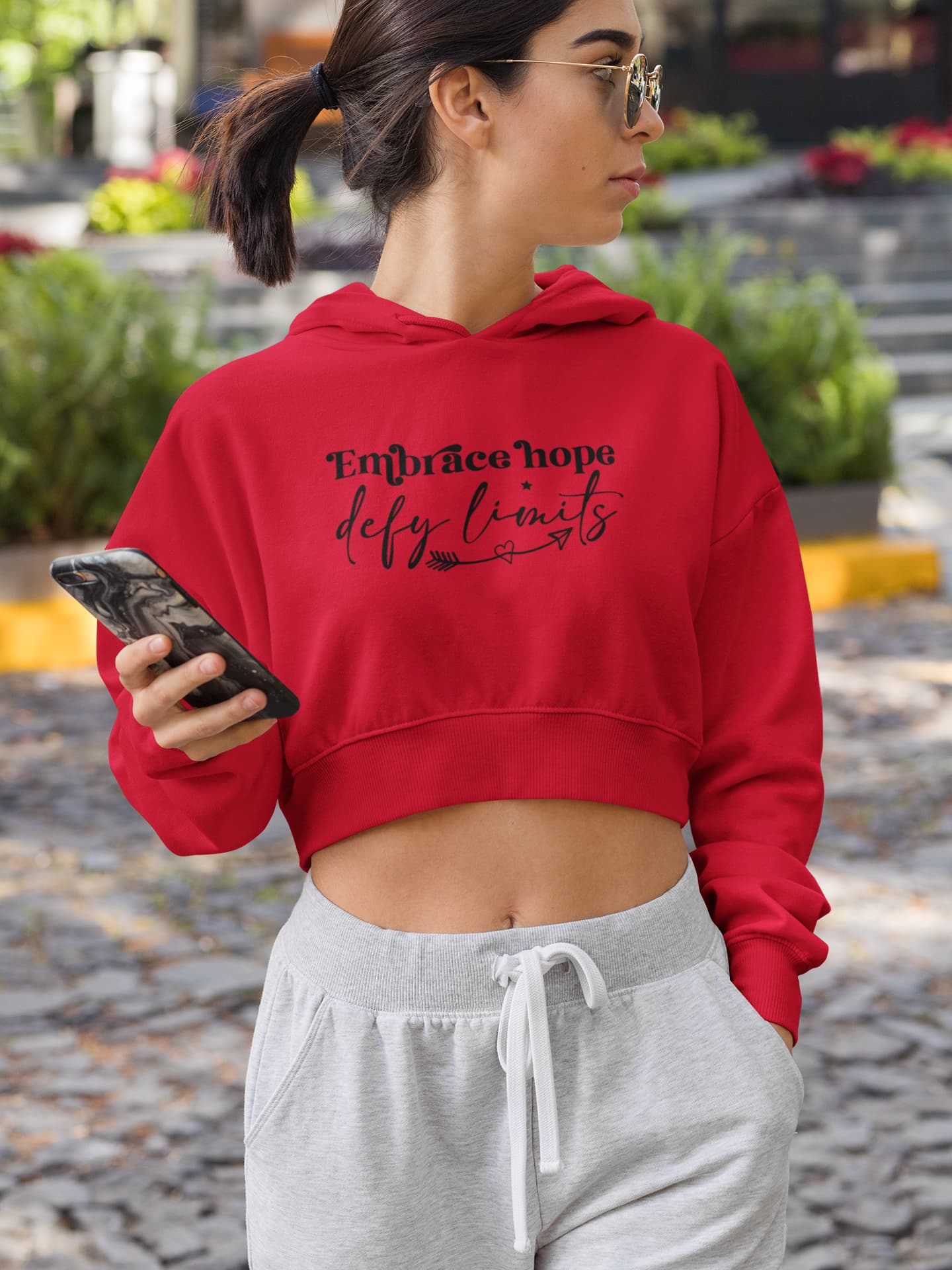 WOMENS RED CROP HOODIES