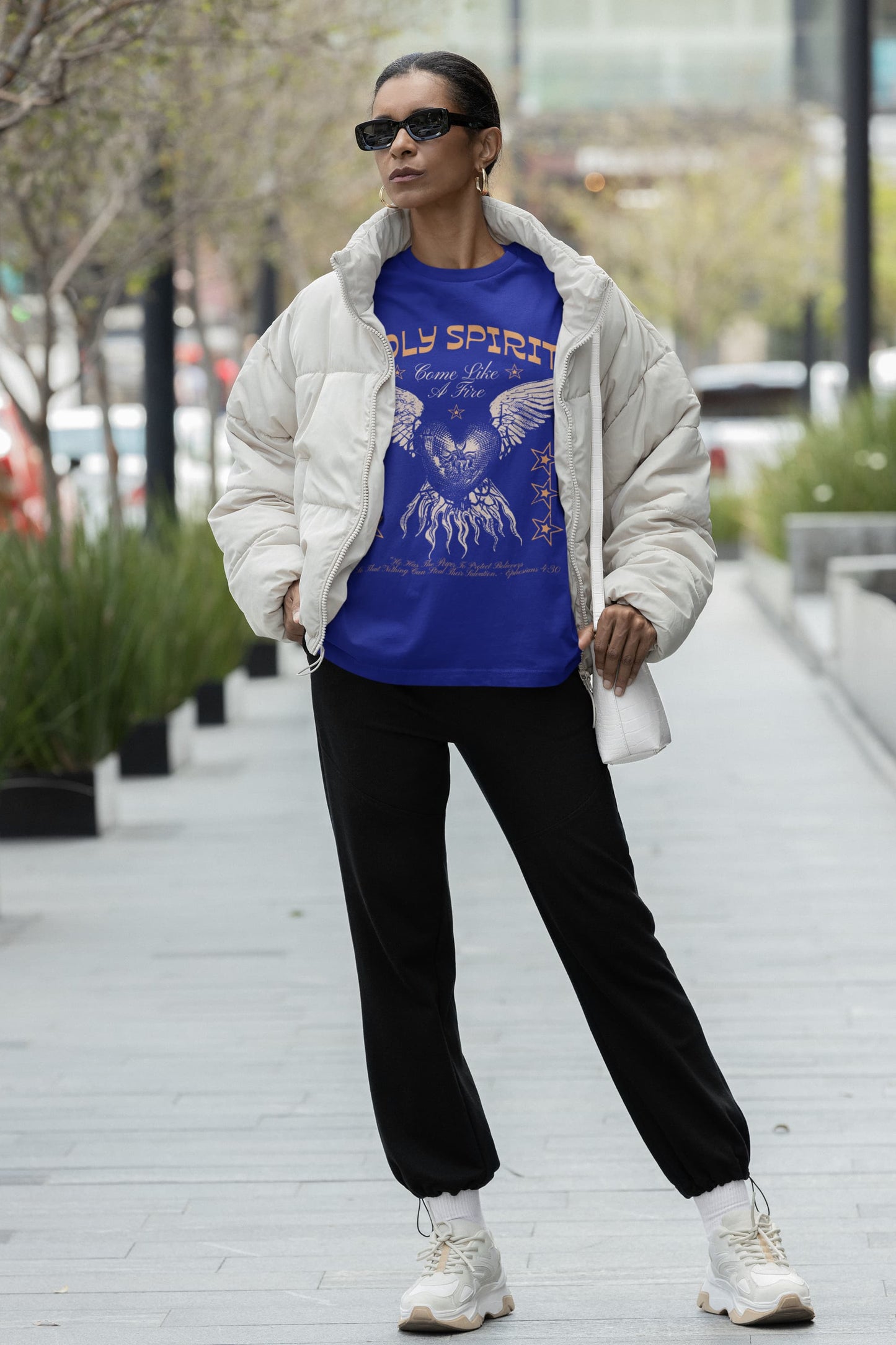 Women's Royal Blue Oversized Round Neck T-shirts