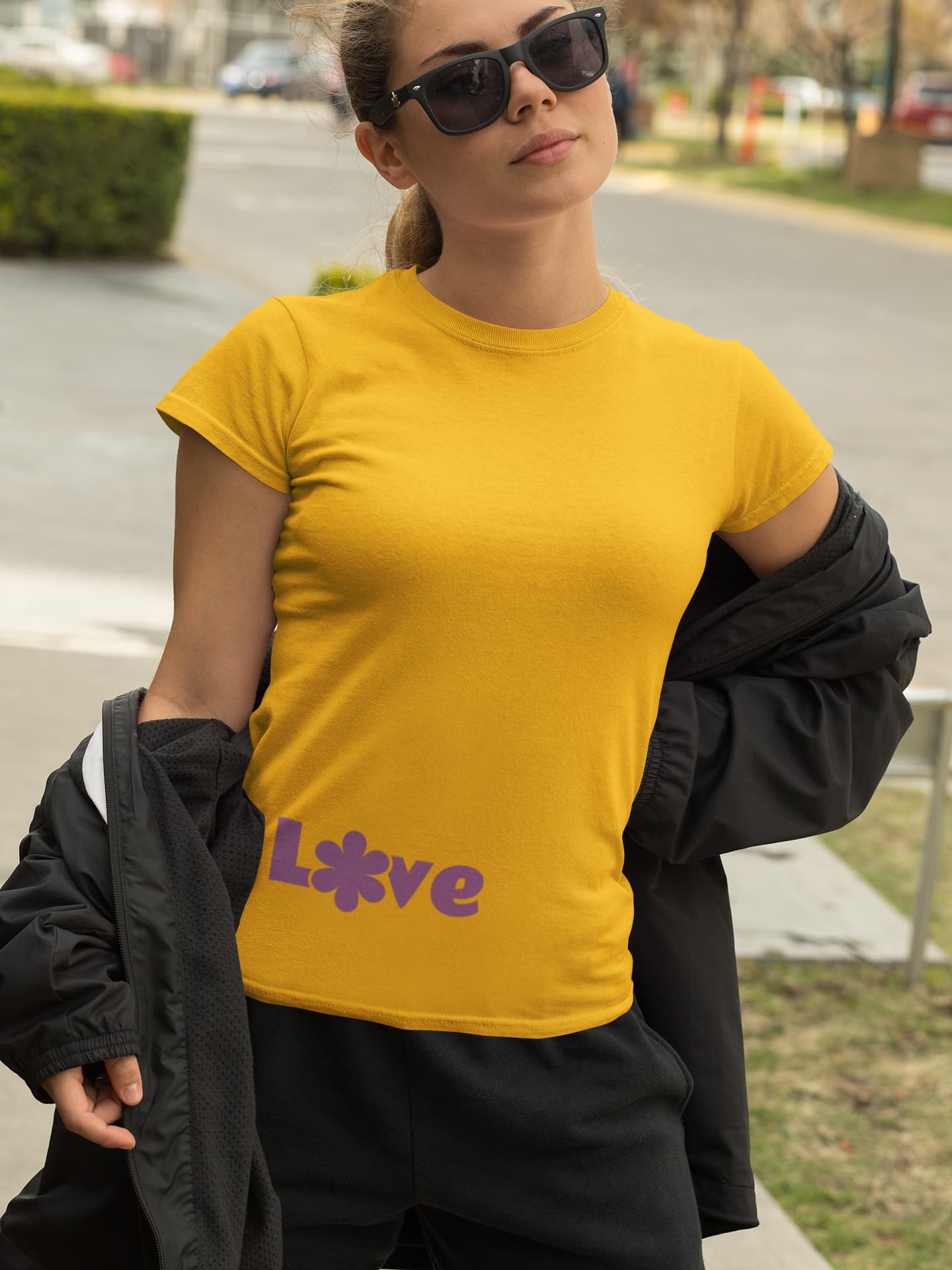 Women's Golden Yellow Round Neck T-shirts