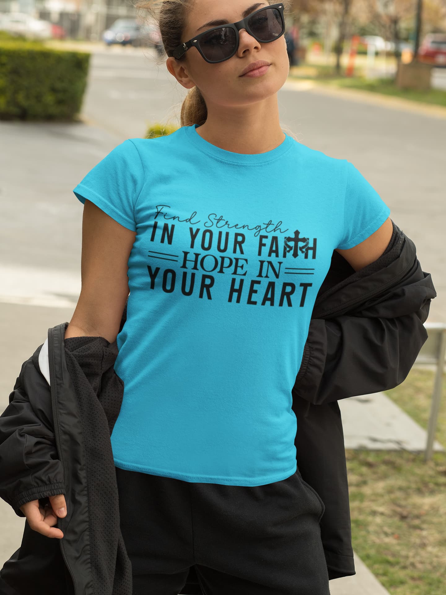 Women's Sky Blue Round Neck T-shirts