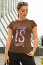 Women's Coffee Brown  Round Neck T-shirts