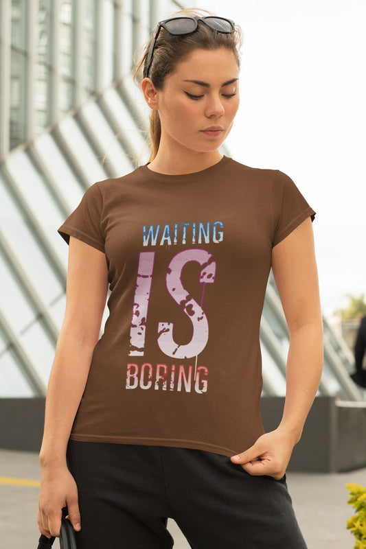Women's Coffee Brown  Round Neck T-shirts
