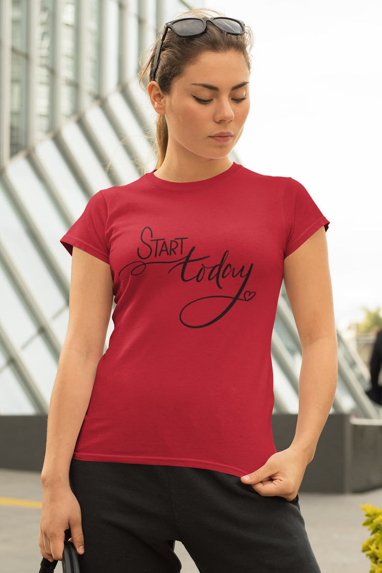 WOMEN RED ROUNDNECK T-SHIRT