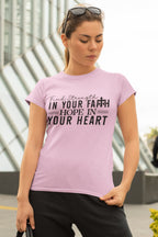 Women's Light Pink Round Neck T-shirts