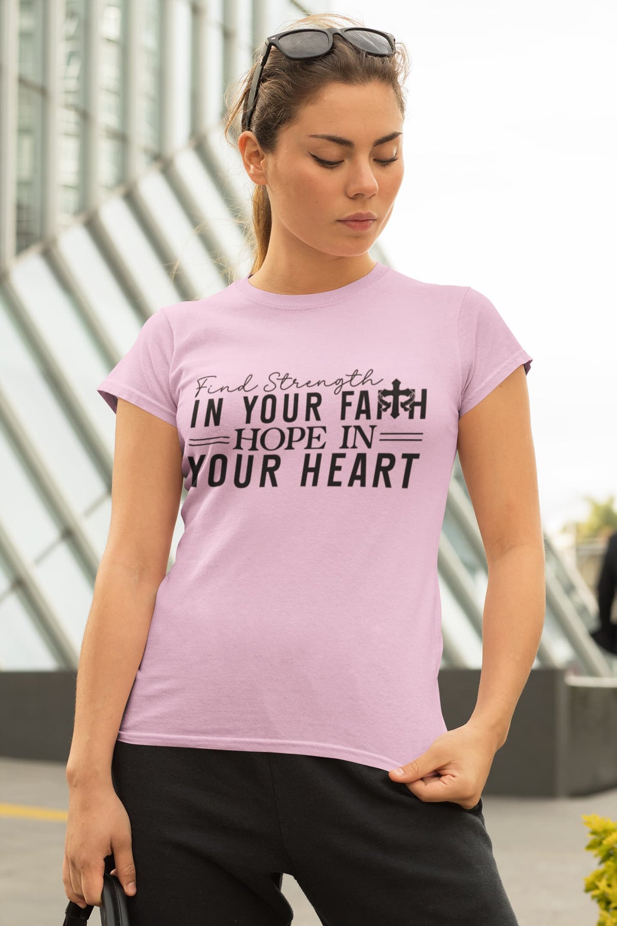 Karavirs® Faith Light Pink graphic tee for women India