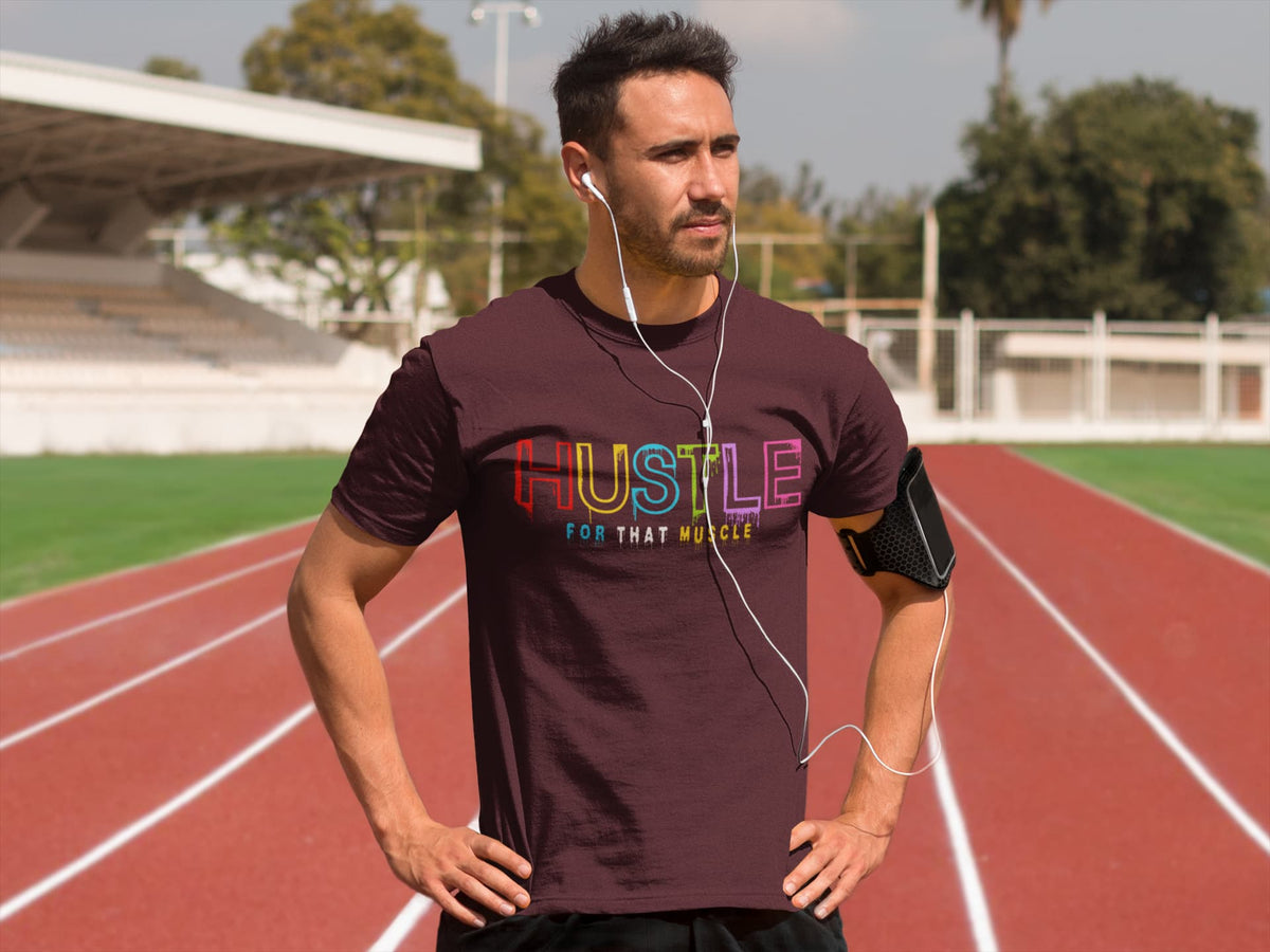 Men's Burgundy Round Neck T-shirt