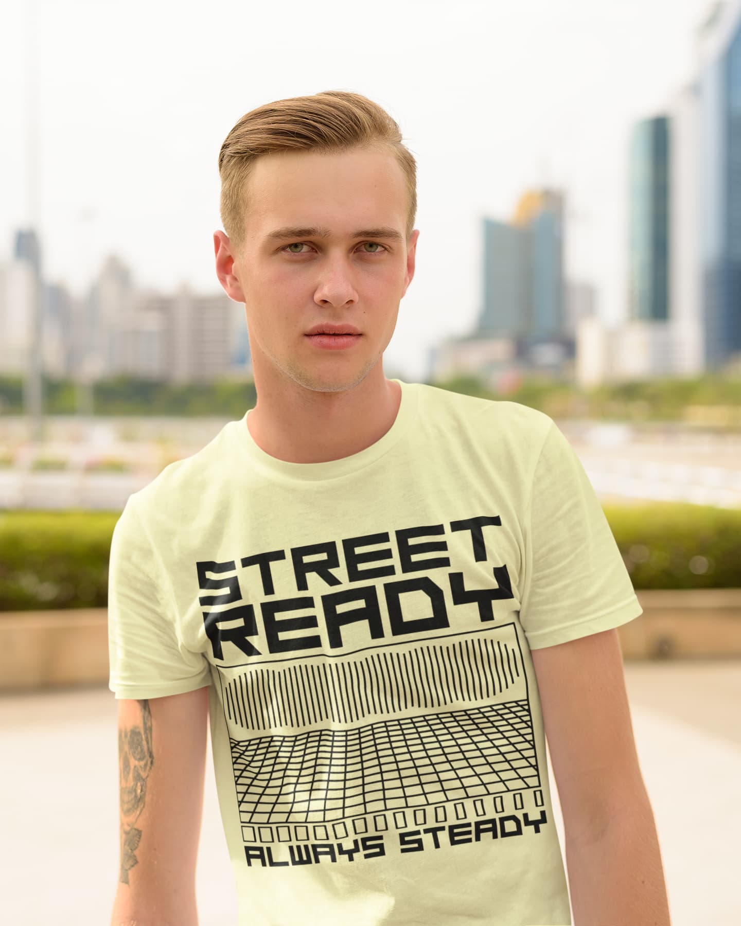 Men's Butter Yellow Round Neck T-shirts