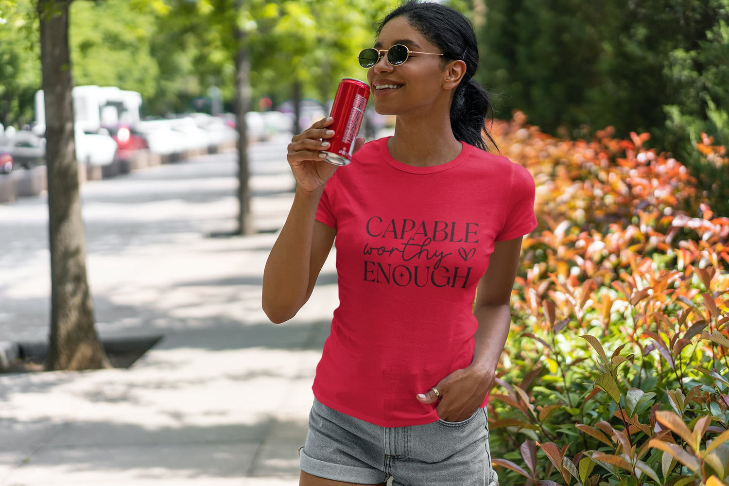 WOMENS RED ROUNDNECK T-SHIRT