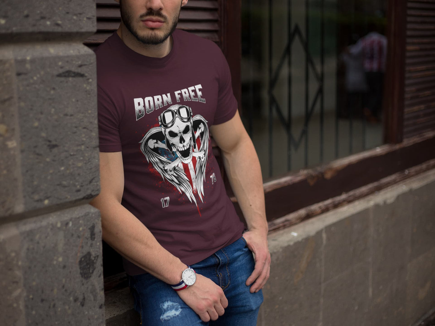 Men's Burgundy Round Neck T-shirt