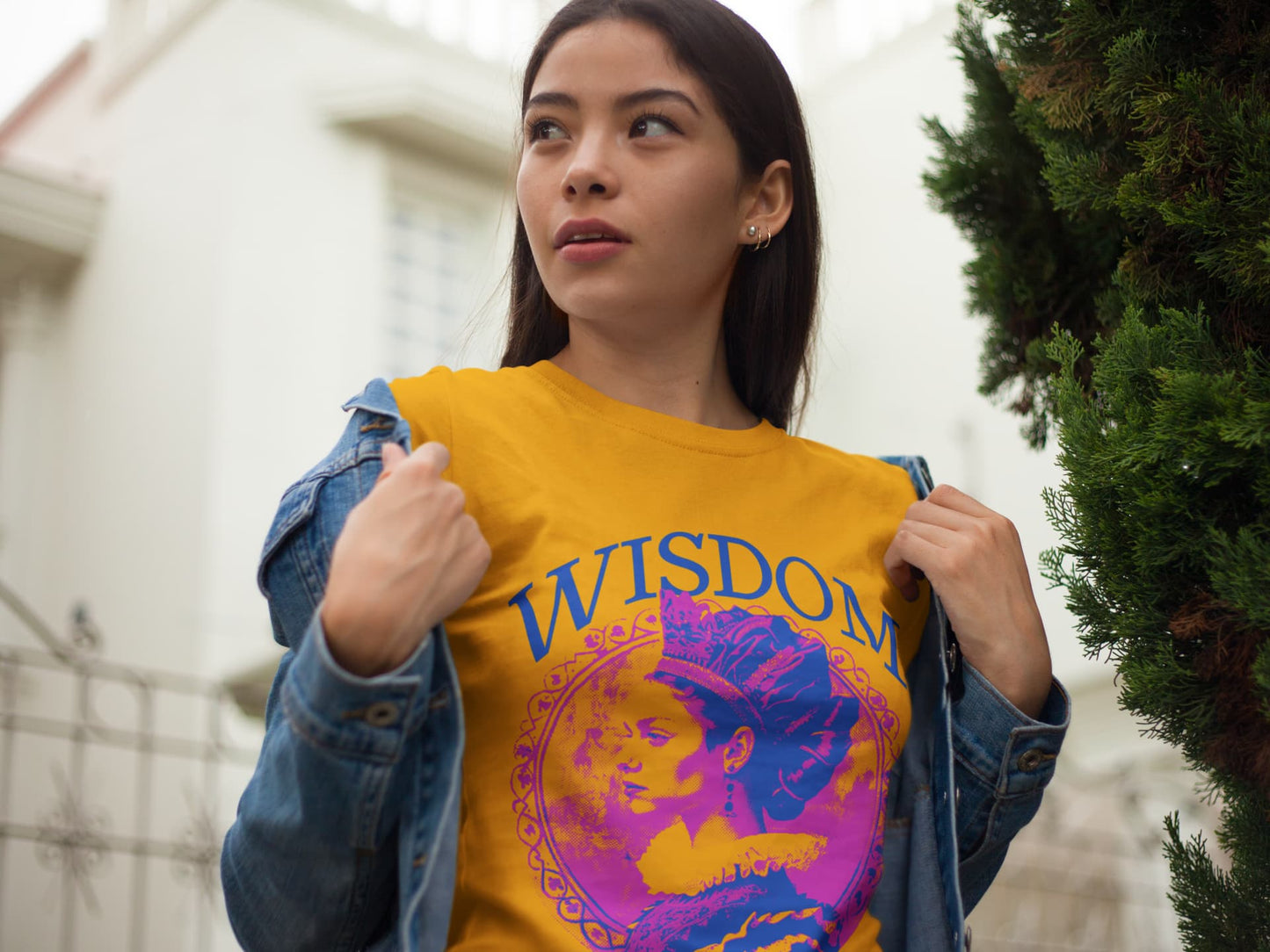 Women's Golden Yellow Round Neck T-shirts