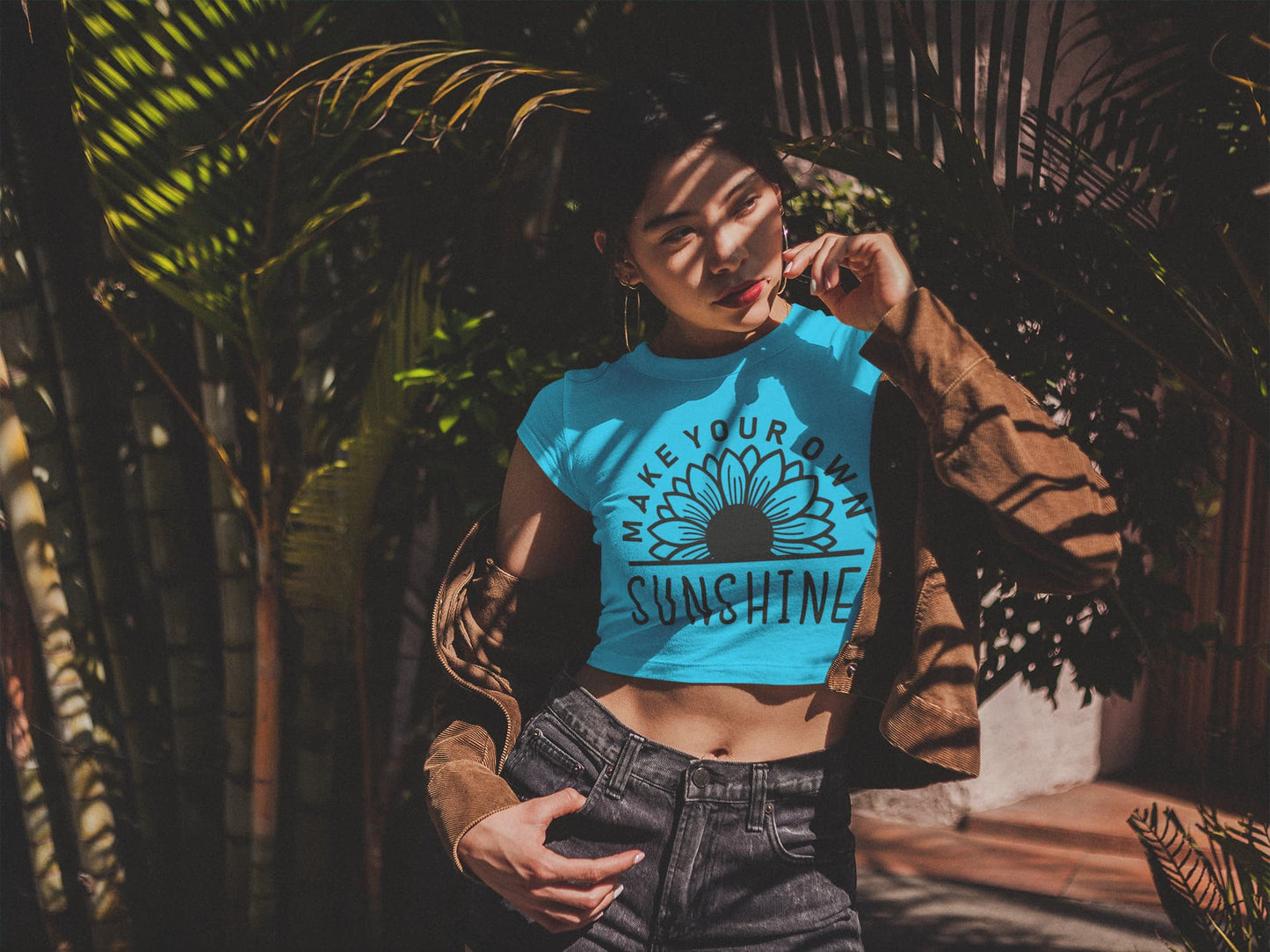 Women's Sky Blue Crop Tops