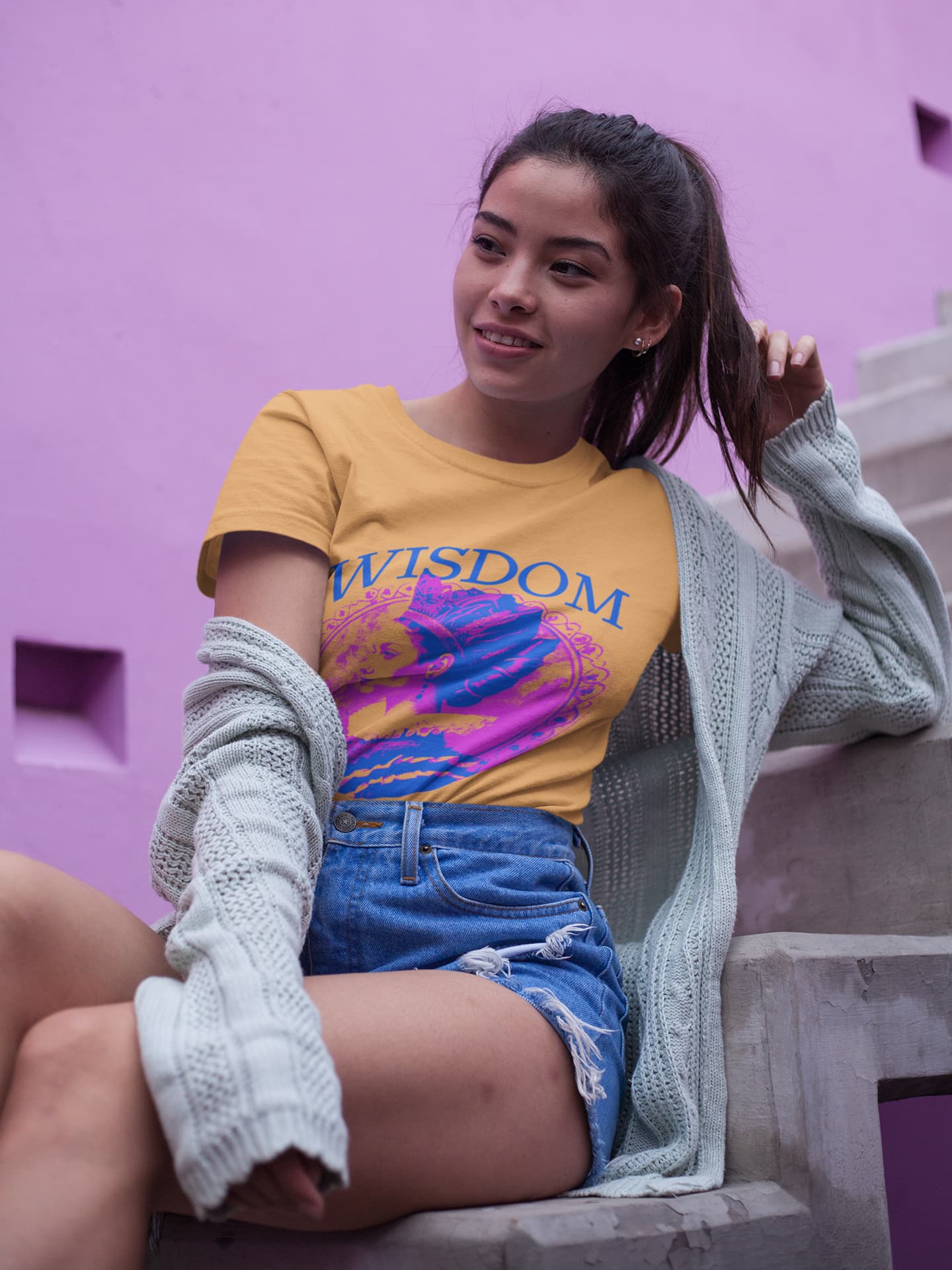 Women's Mustard Yellow Round Neck T-shirts