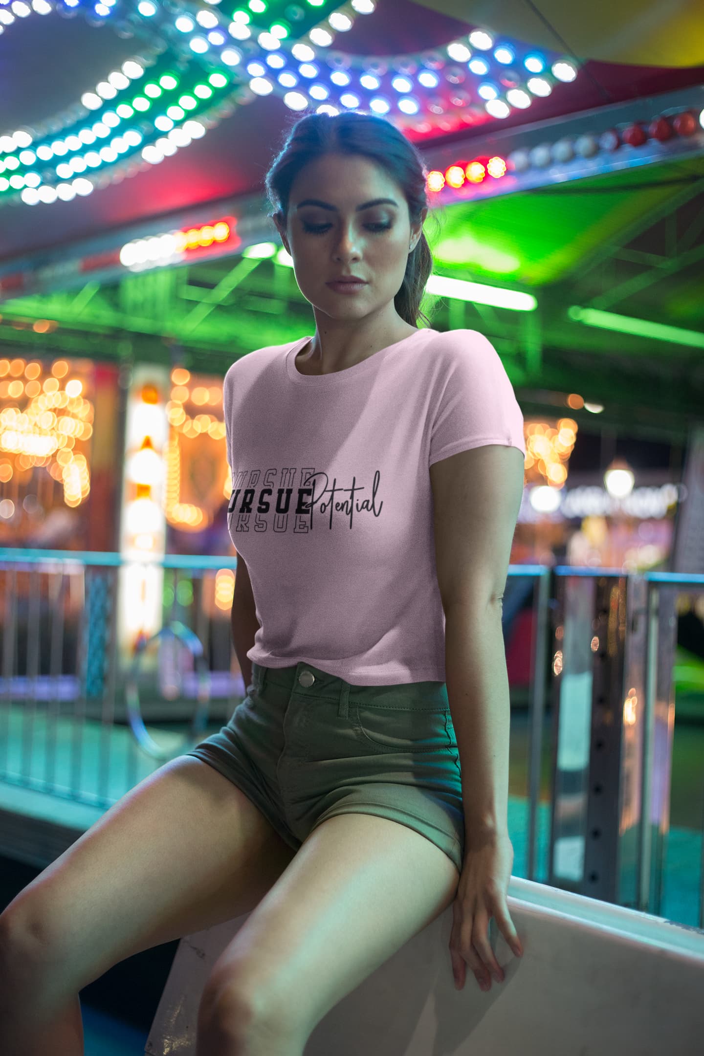 WOMENS LIGHT PINK CROP TOP