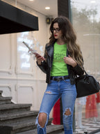Women's Liril Green Round Neck T-shirts