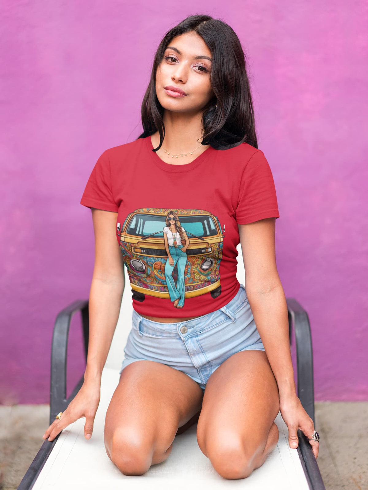 Women's Red Round Neck T-shirts