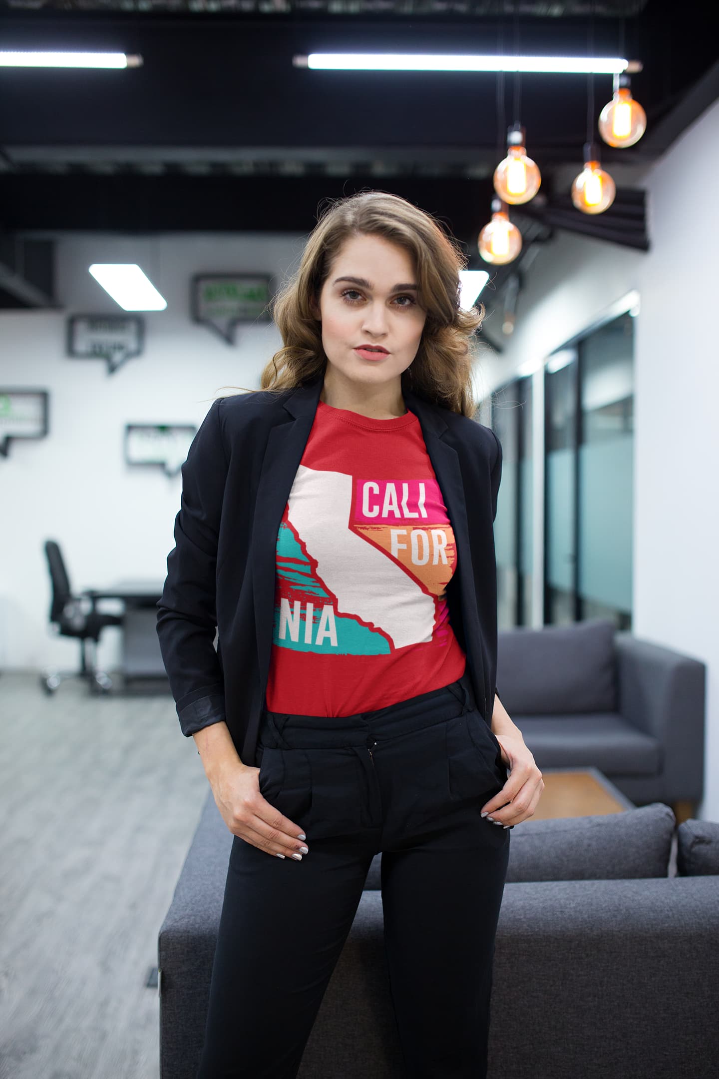 Women's Red Round Neck T-shirts