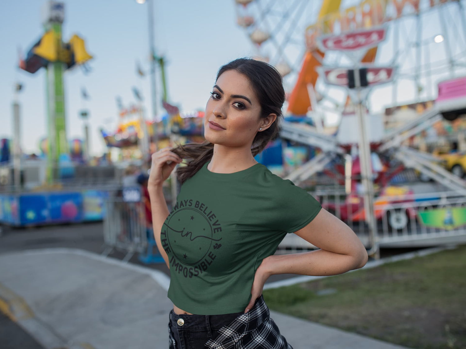 WOMENS OLIVE GREEN CROP TOP