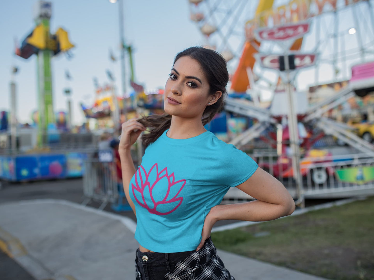 Women's Sky Blue Crop Tops