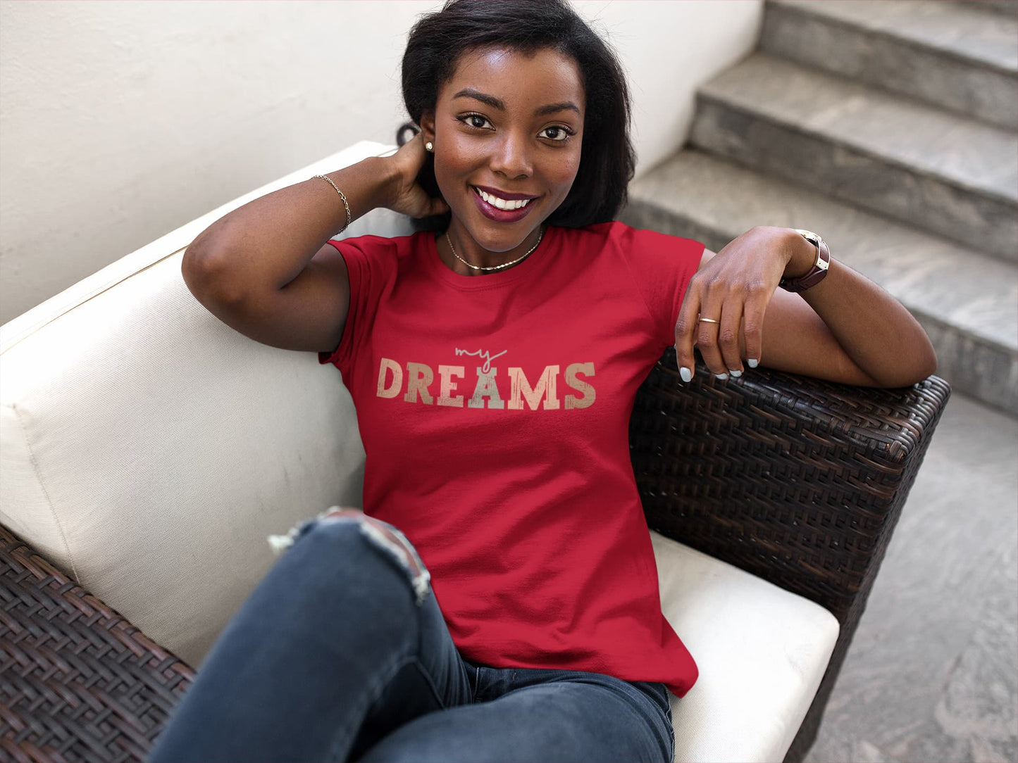 Women's Red Round Neck T-shirts