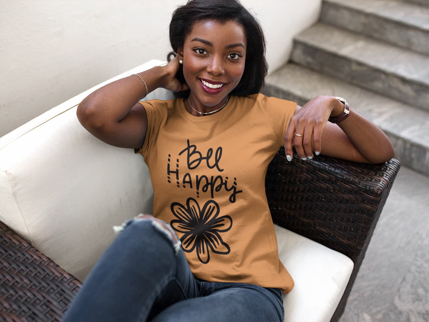 Women’s Mustard Yellow Round Neck T-shirts 