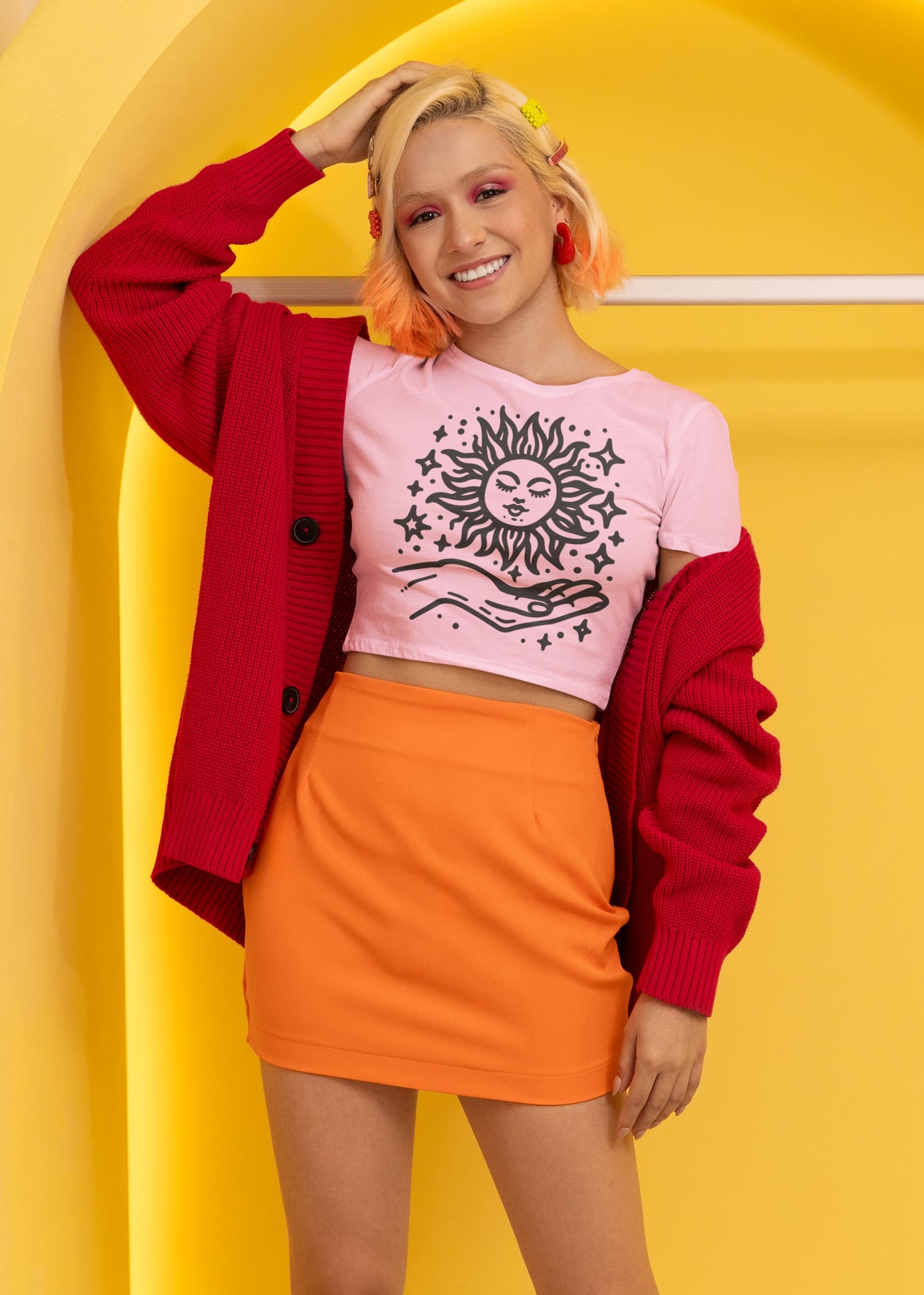 Women's Light Pink Crop Tops