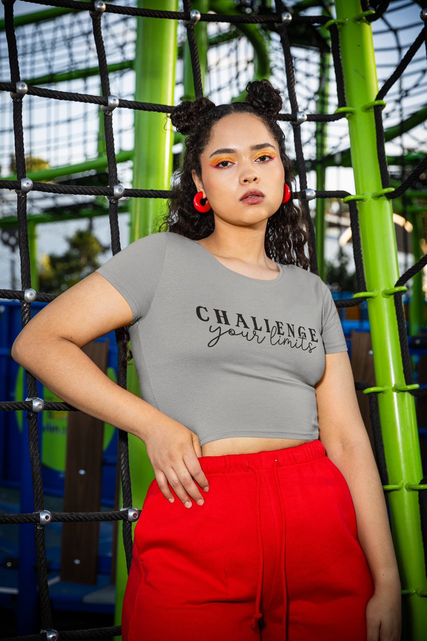 WOMENS MELANGE GREY CROP TOP