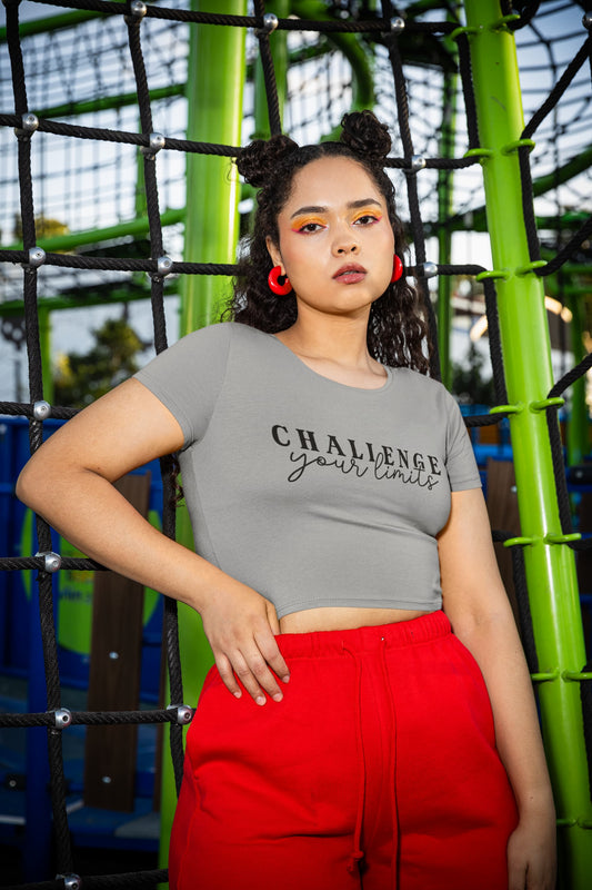 WOMENS MELANGE GREY CROP TOP