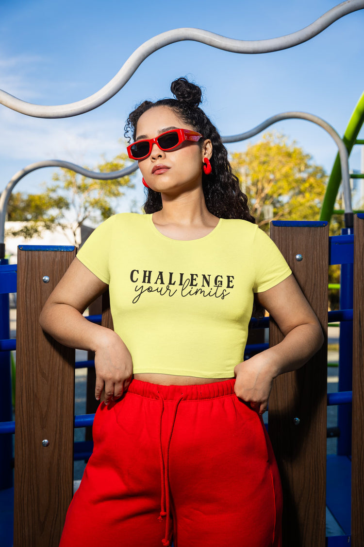 WOMENS BUTTER YELLOW CROP TOP