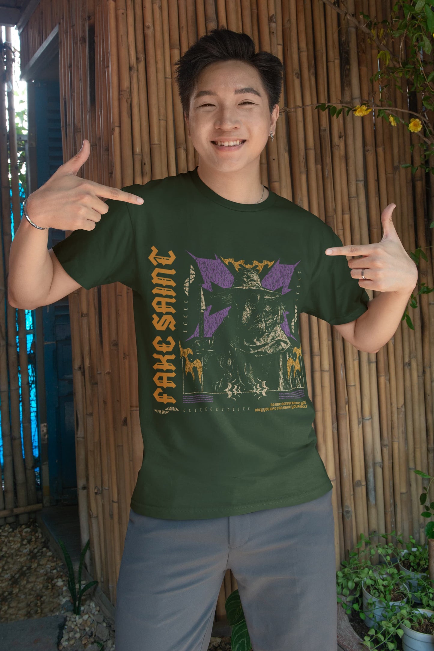 Men's Olive Green Round Neck T-shirt