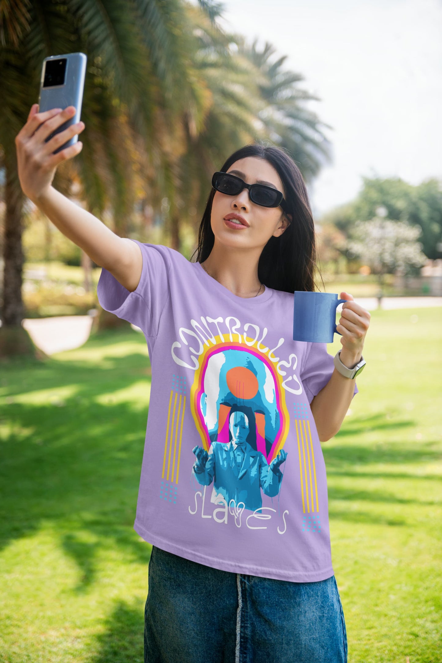 Men's Iris Lavender Oversized Round Neck T-shirts