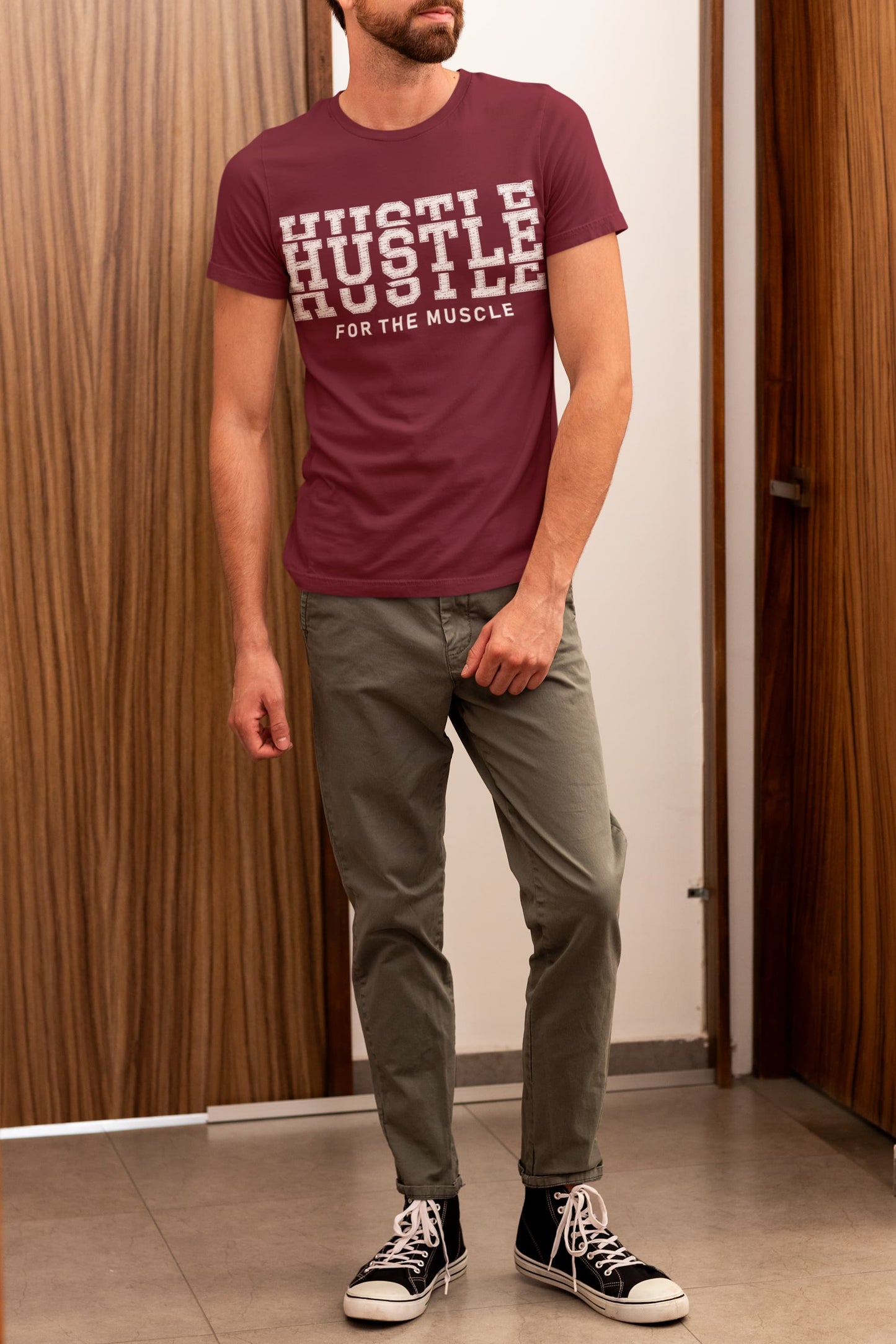 Men's Maroon Round Neck T-shirts