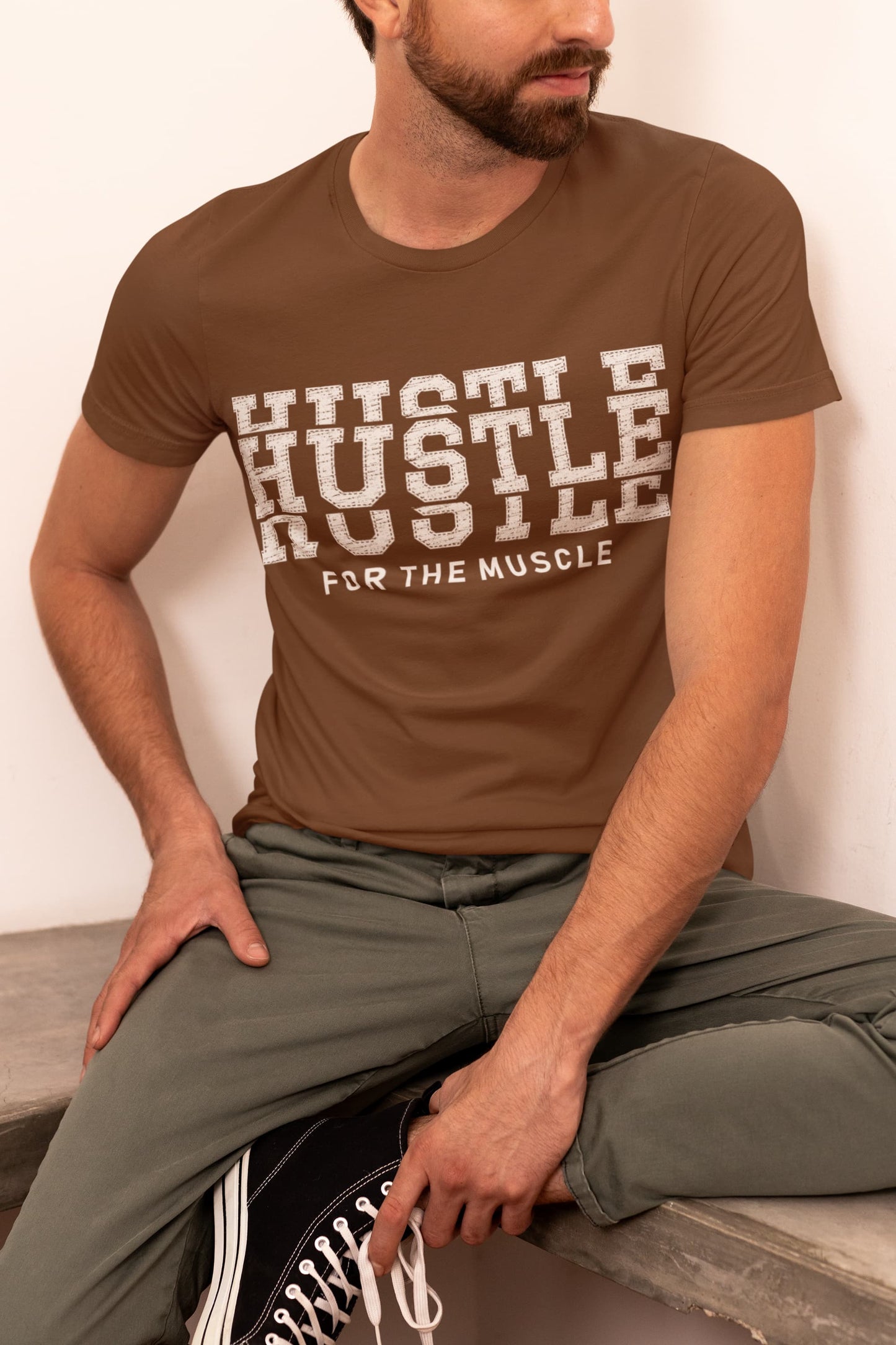 Men's Coffee Brown Round Neck T-shirts