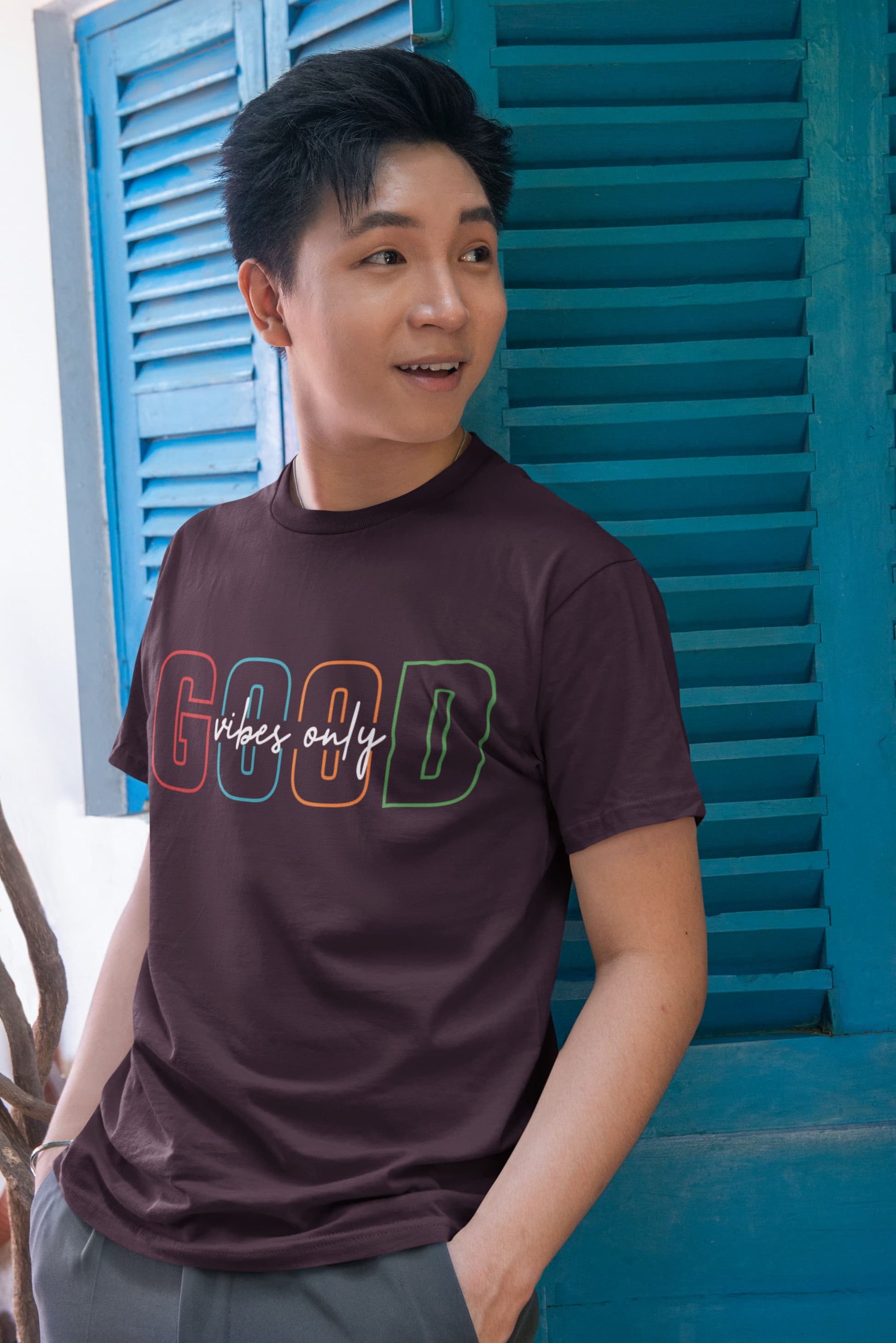 Men's Burgundy Round Neck T-shirts