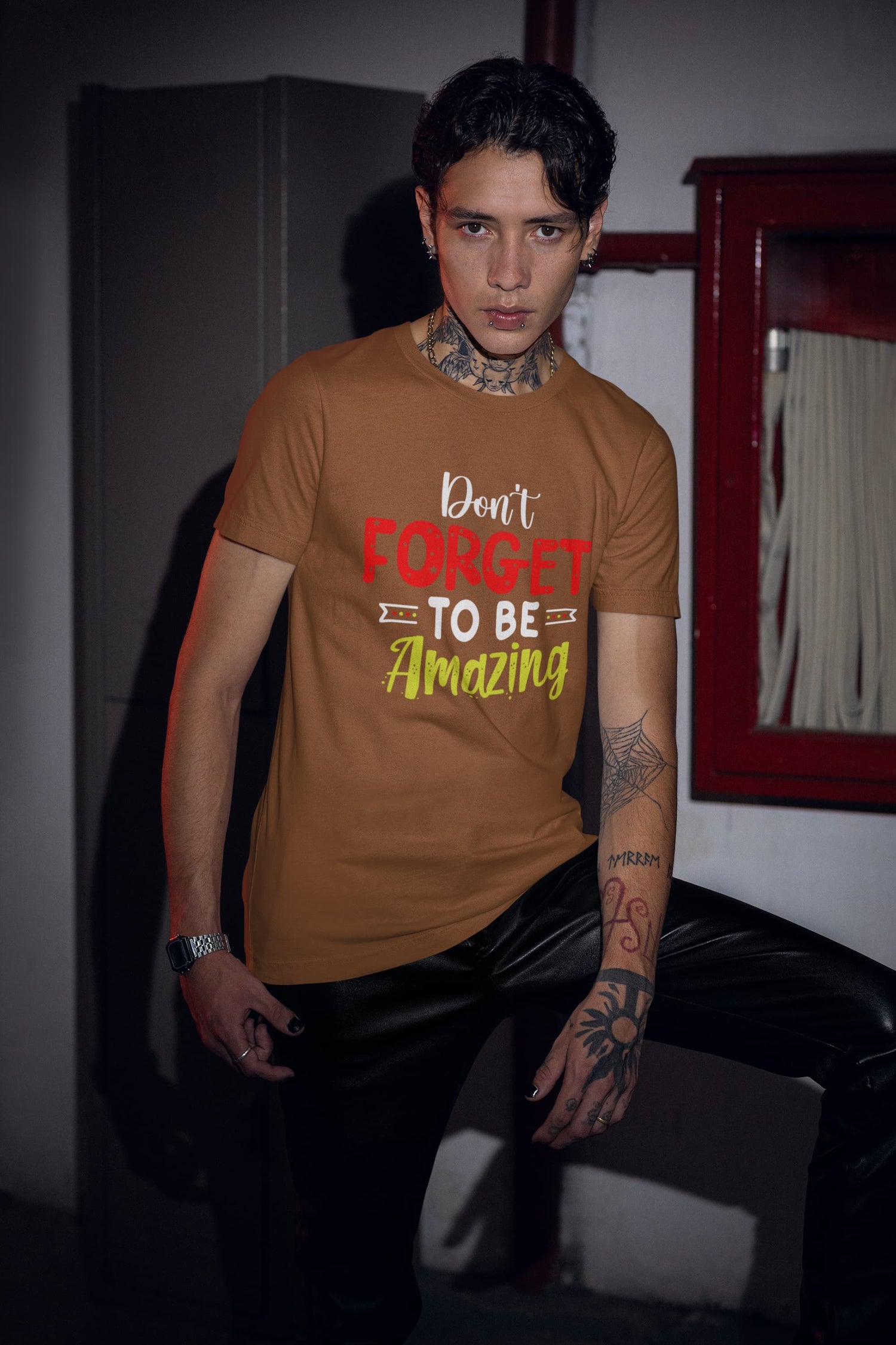 MENS CHOCOLATE BROWN ROUNDNECK T-SHIRT