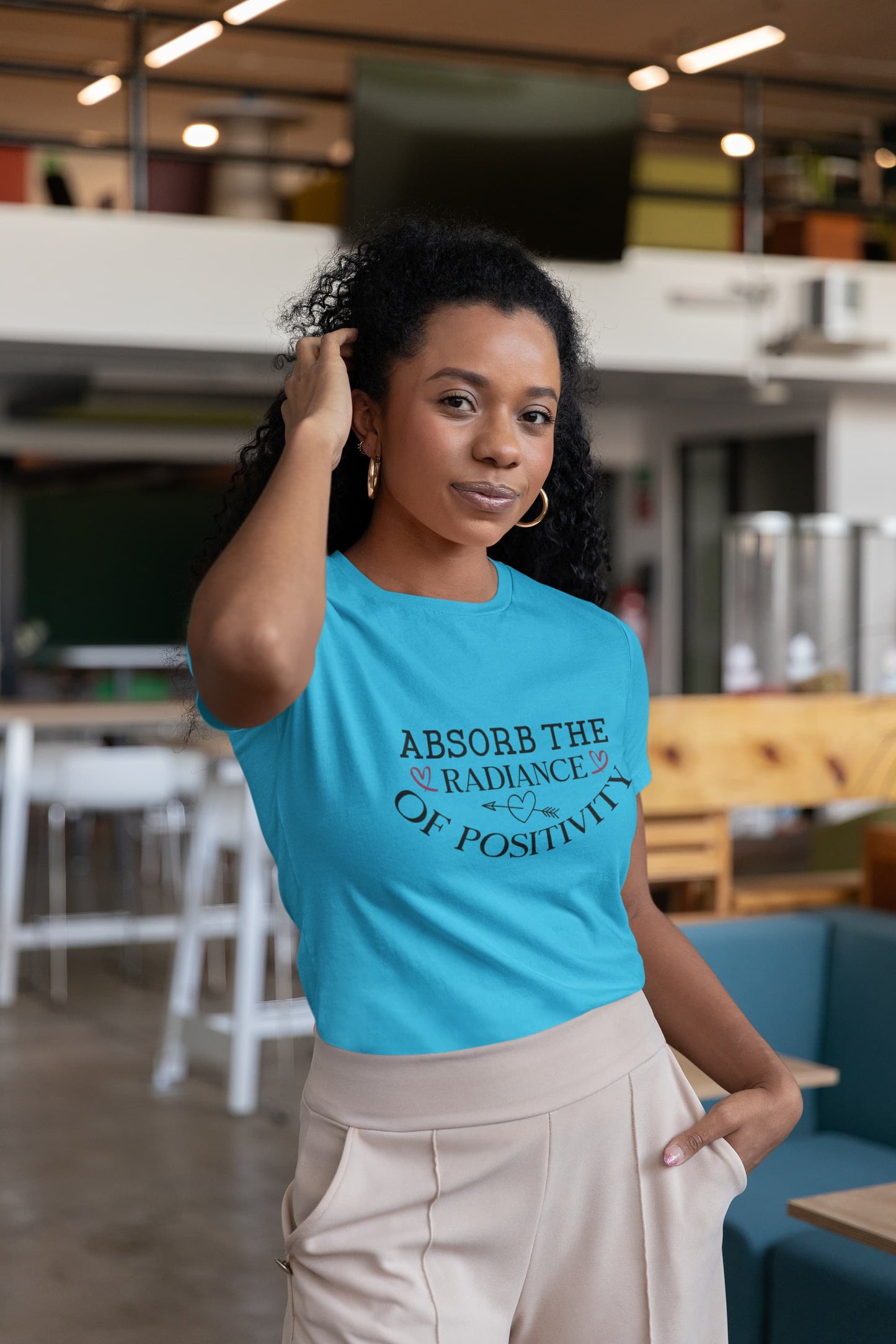WOMENS SKY BLUE ROUNDNECK T-SHIRT