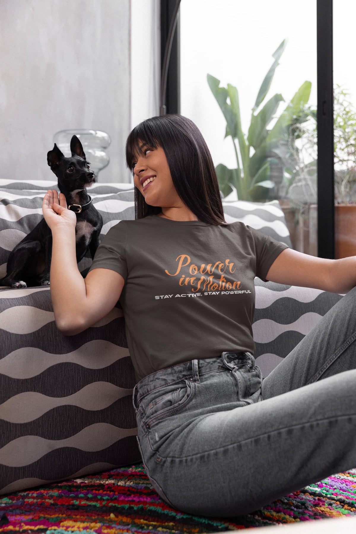 Karavirs® Potency Charcoal Grey graphic tee for women India