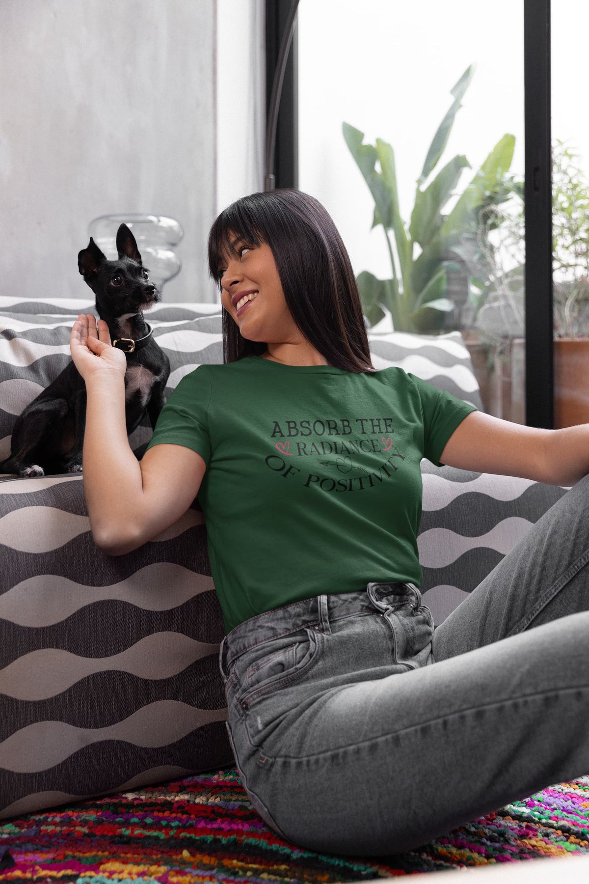 Karavirs® Radiance Olive Green graphic tee for women India