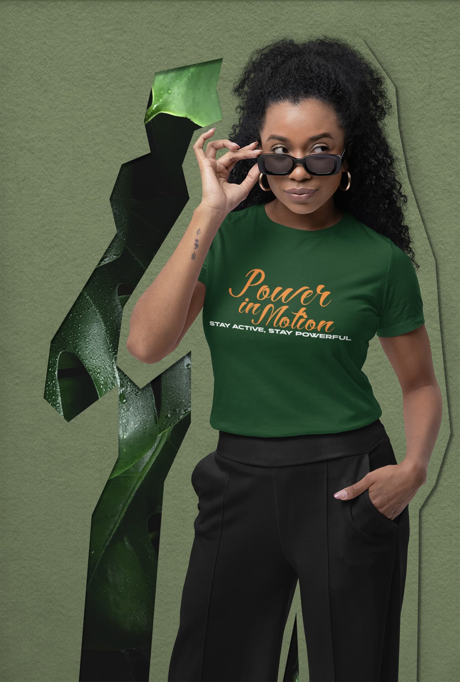 WOMENS OLIVE GREEN ROUNDNECK T-SHIRT