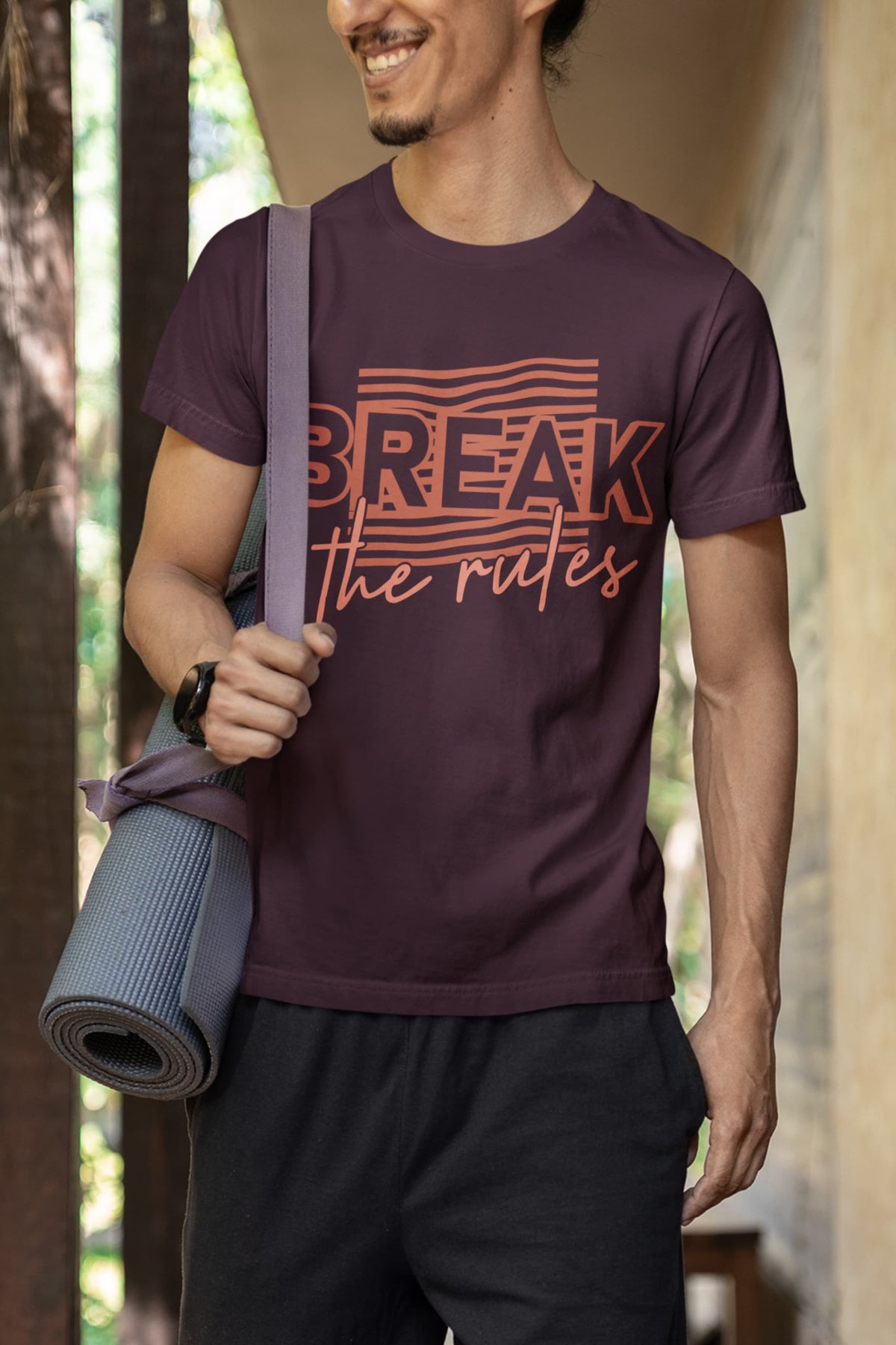 Men's Burgundy Round Neck T-shirts