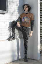 Men's Coffee Brown Round Neck T-shirts