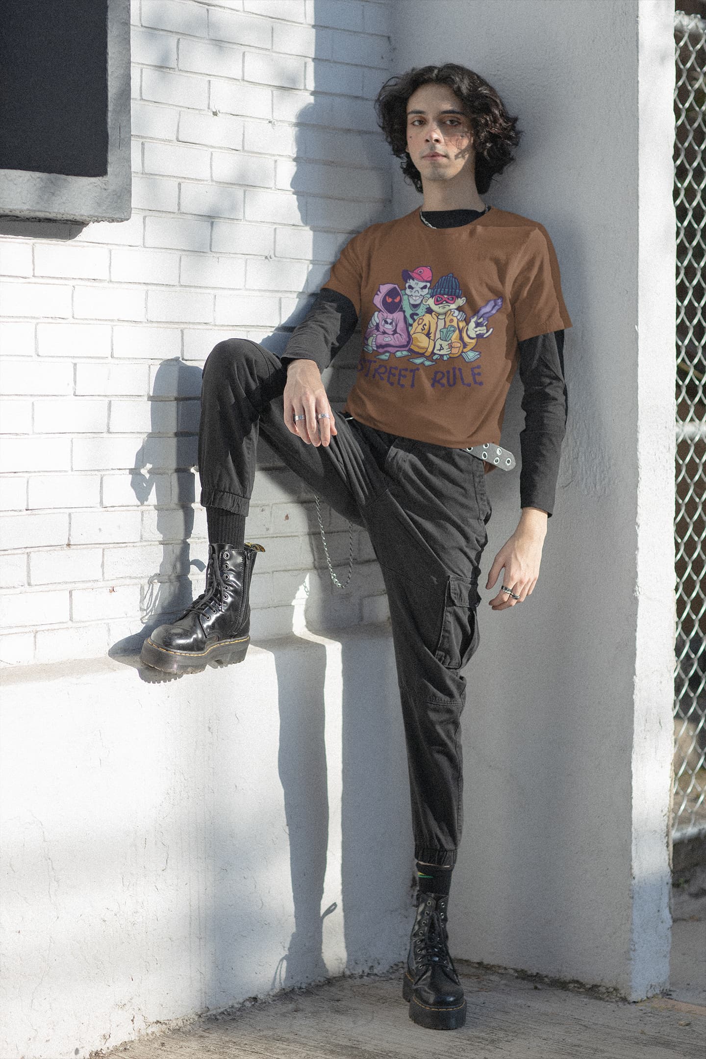 Men's Coffee Brown Round Neck T-shirts