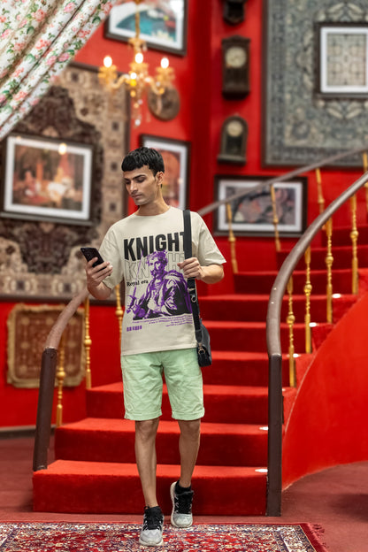 Men's Off White Oversized Round Neck T-shirts