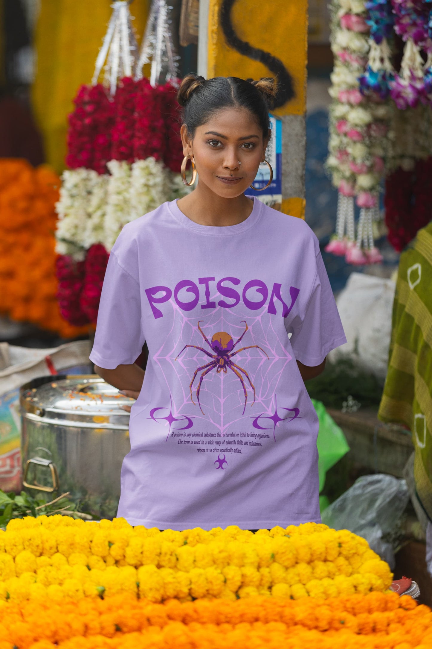 Women's Iris Lavender Oversized Round Neck T-shirts