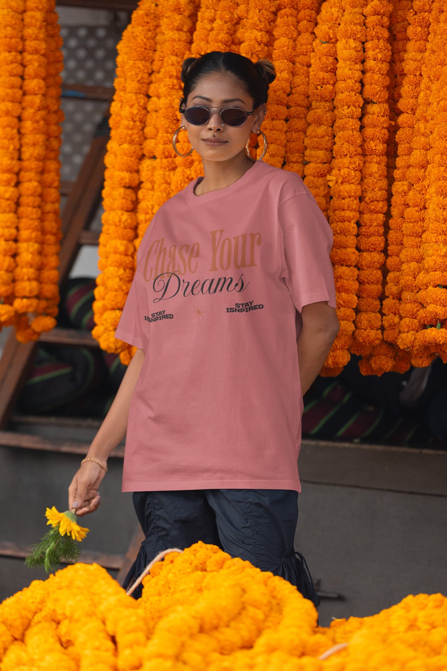Men's Dusty Rose Oversized Round Neck T-shirts