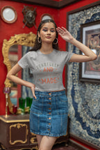 Women's Melange Grey Crop Tops