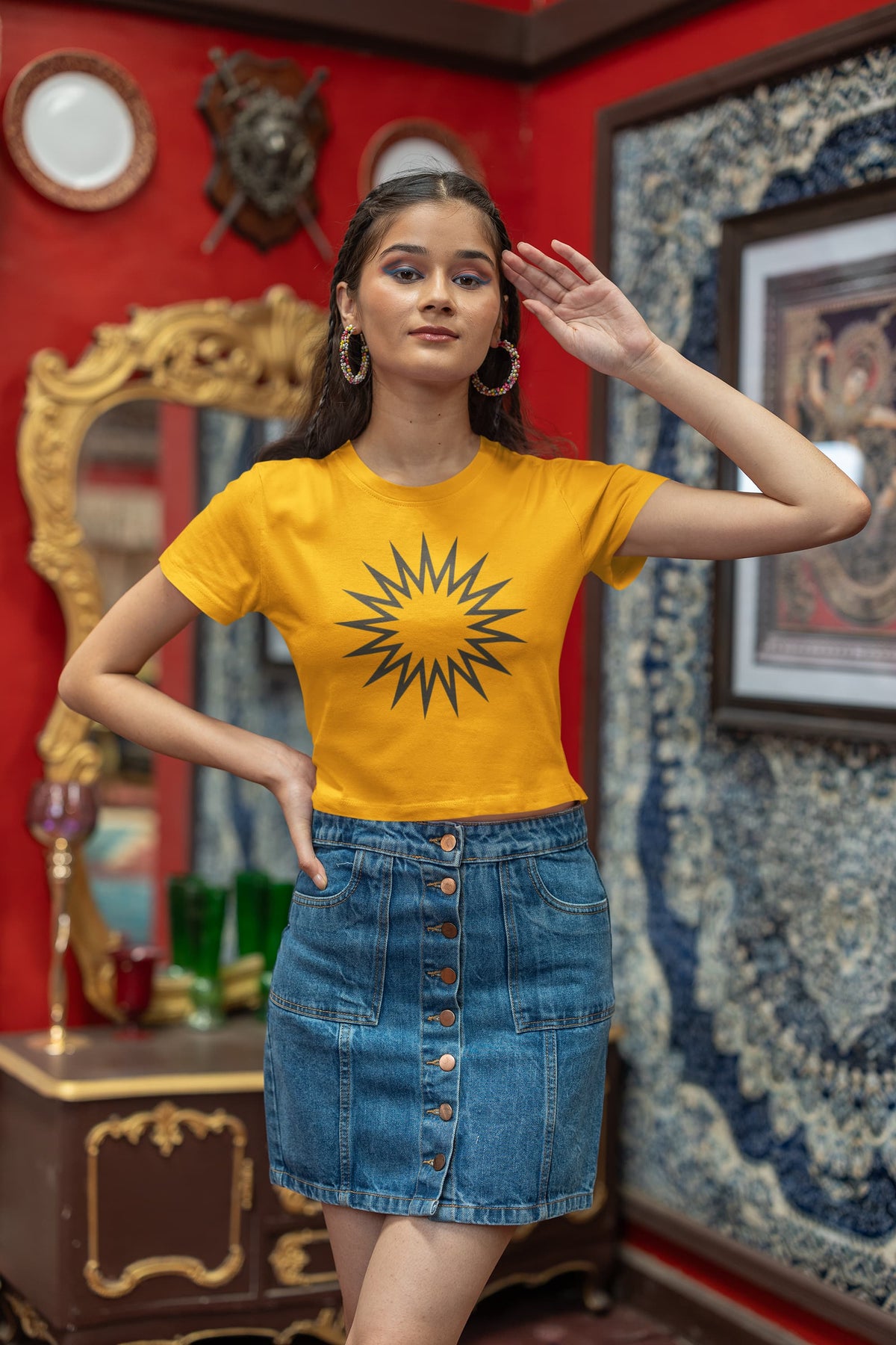WOMENS GOLDEN YELLOW CROP TOP